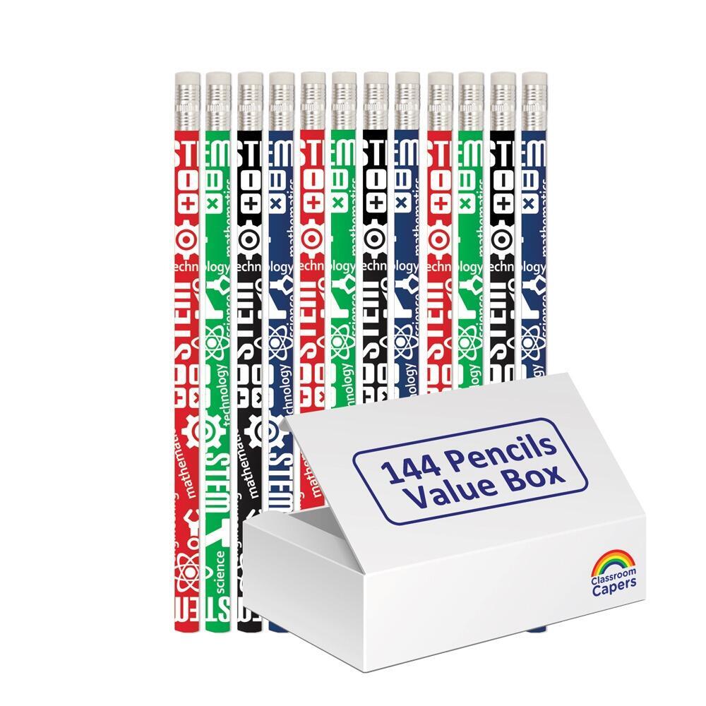 Teacher Class Gifts | STEM Celebration HB Pencils x 144 Bulk Value Box