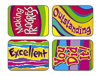 Reward Stickers | 100 x Large Outstanding Words Stickers for Teachers (T47124)