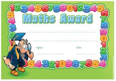 School Certificates | 30 x Maths Award, Numbers Design, Teacher Awards