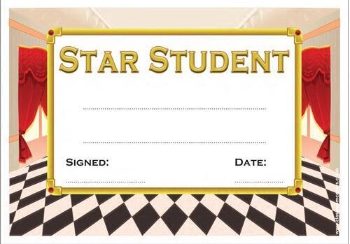 School Certificate | 30 x "Star Student" Drama/Theatre Design, Award Certificates