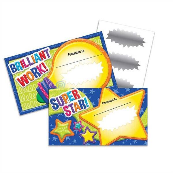 School Certificates | 24 x Super Star / Brilliant Work Scratch-Off Message Certificates
