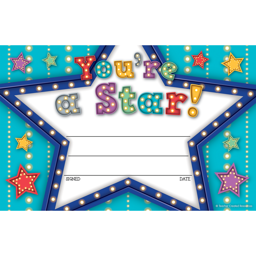 School Certificates | 25 x "You're a Star!" Award Certificates for Teachers