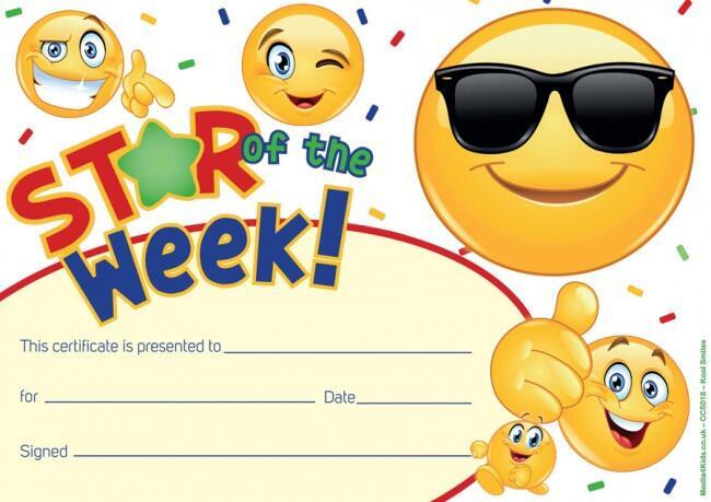 School Certificates | 30 x "Star of the Week" Emoji Design Awards