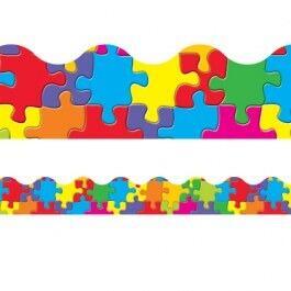 Classroom Display Borders / Trimmers | 12m Jigsaw Design Borders to Frame Noticeboards (T92144)