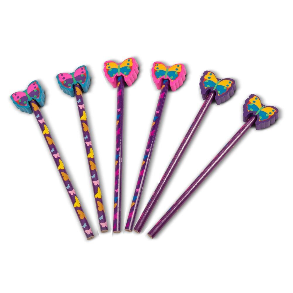 Nature Stationery | Colourful Butterfly Eraser Topper Pencils. Great Class Gift/Party Bag Fillers