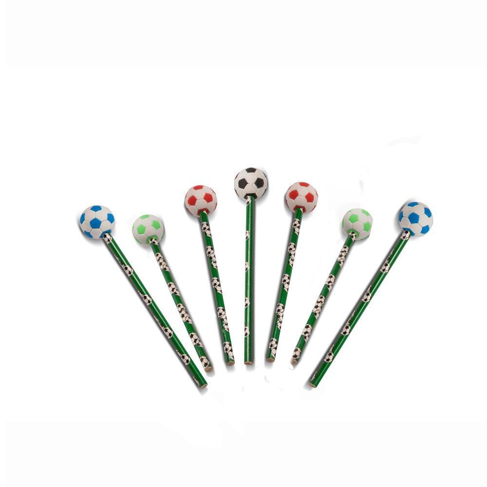 Football Stationery | Colourful Football Eraser Topper Pencils. Great Class Gift/Party Bag Fillers