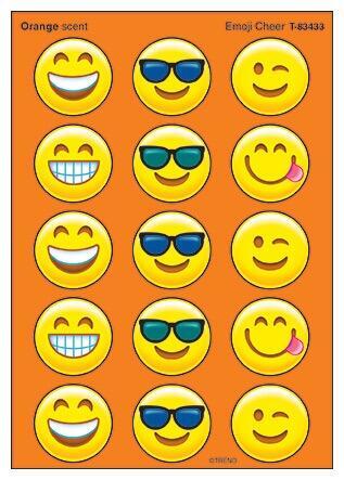 Kids Stickers | 60 Large Emoji Stinky Stickers. Orange Scented.