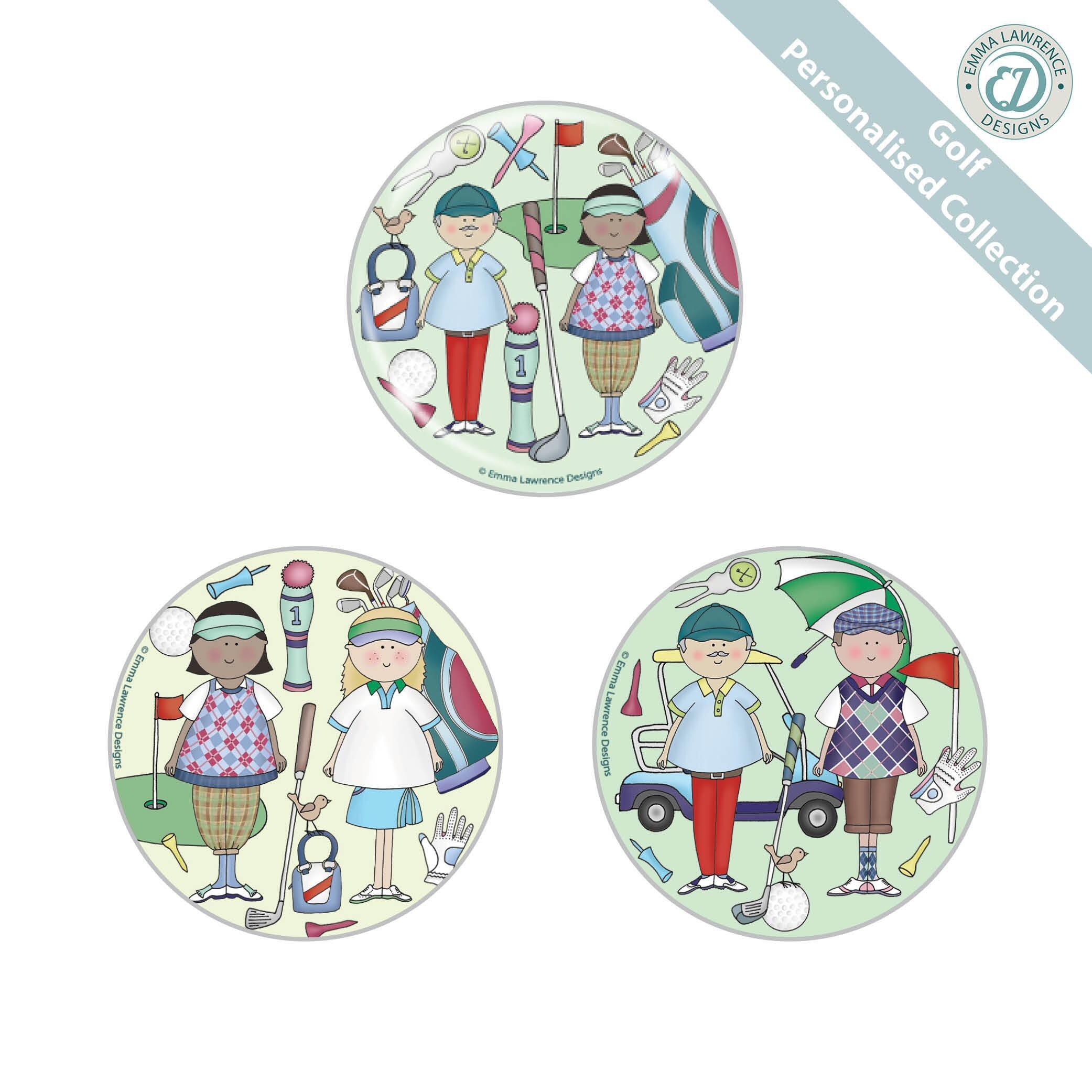 Fridge Magnet Gifts | Golfer Collection, Emma Lawrence Designs. Retail/Trade. Option to Personalise