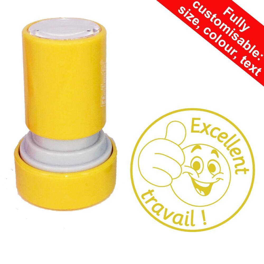 French School Stampers | Excellent travail ! (Kool Smiles Emoji) French Teacher Stamp - 22mm