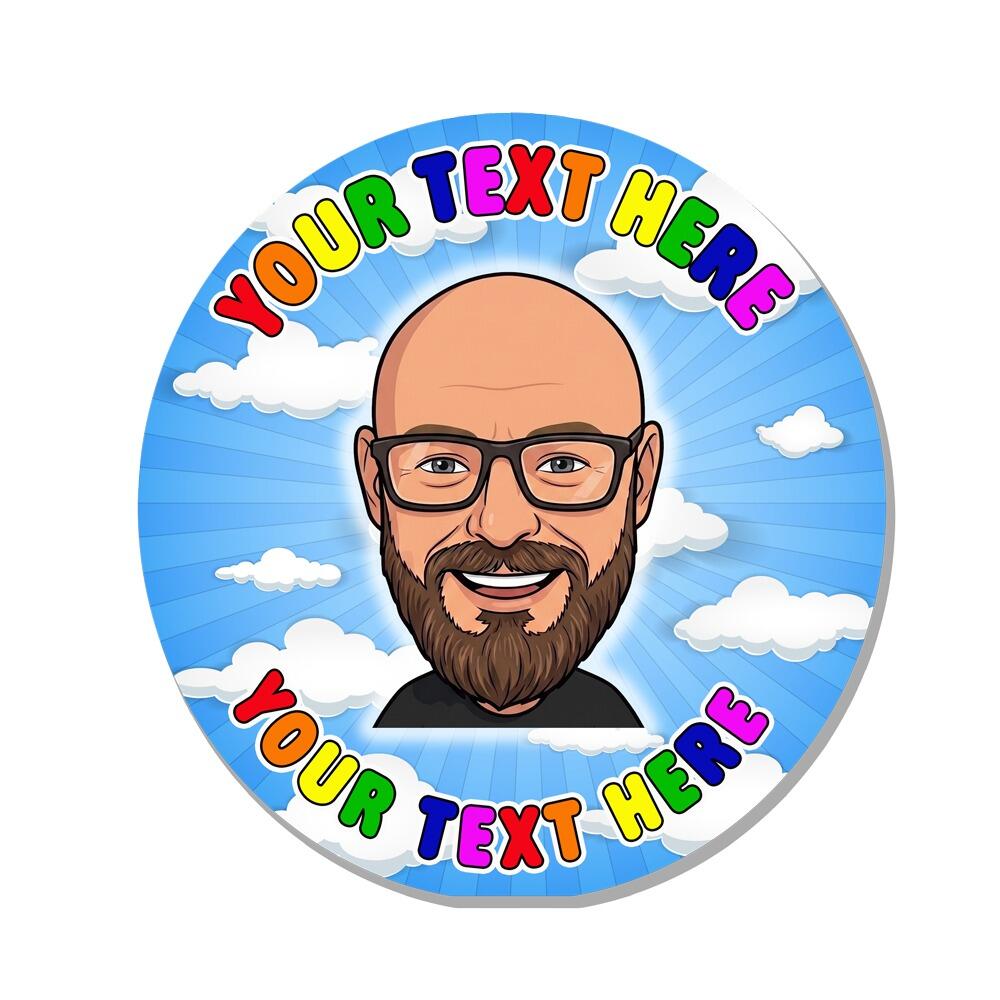 Custom Face Stickers | Selfie Stickers! Personalised These Avatar Stickers. Cloud / Blue Sky Design