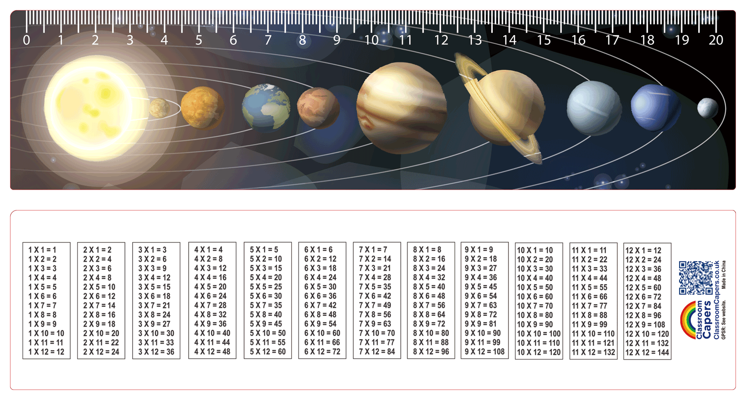 3D Ruler | Stunning Solar System/Planets Design + Times Tables. Perfect Educational Low Cost Gift