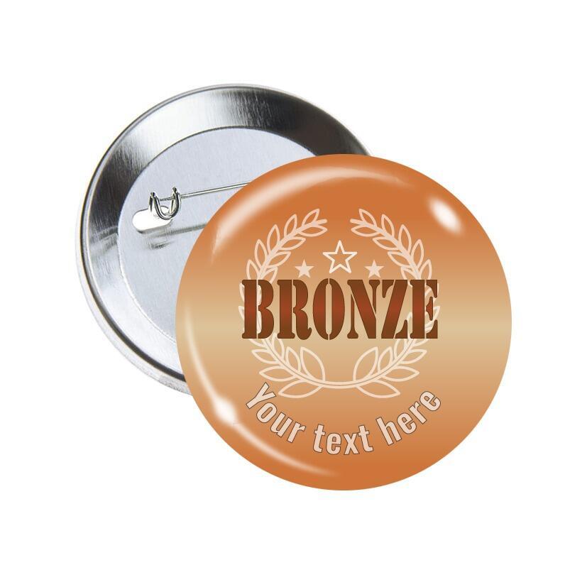 Custom Badges | ' BRONZE ', Wreath Design Sports / Award Personalised Badges for Schools x 10