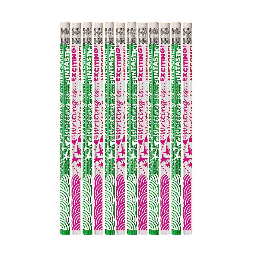 Pencils for Kids | 12 Writing Is Exciting HB Pencils. Great Low Cost, Practical Class Gifts, Prizes