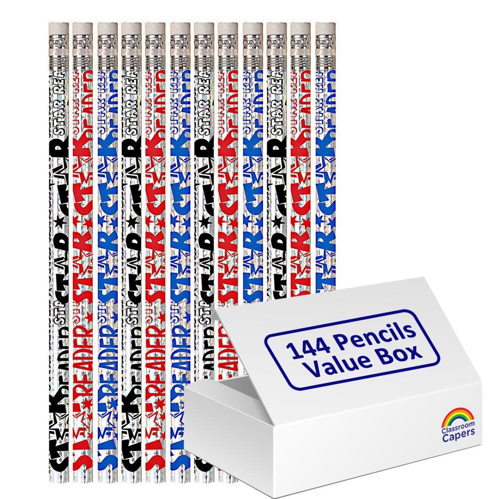 Bulk Pencil Gifts | 144 Star Reader HB Pencils. Great Low Cost, Practical Class Gifts/Prizes/Reward