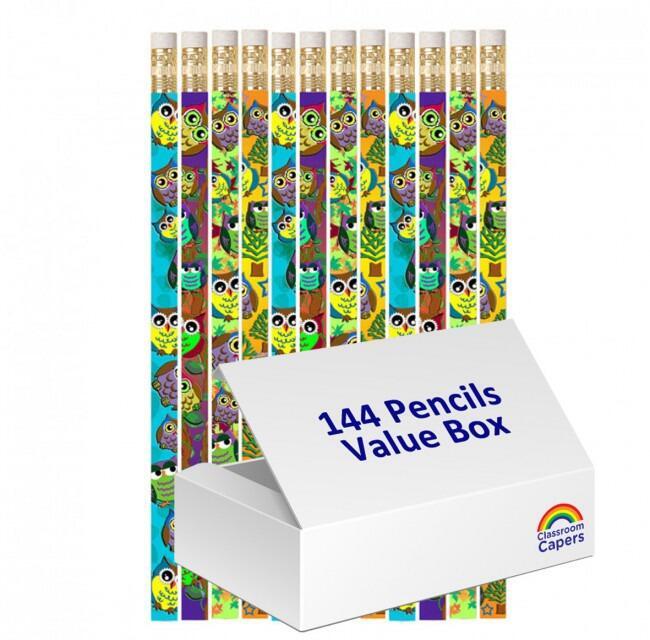 Colourful Animal / Nature Pencils | 144 Wise Owl Corral Pencils. Great Low Cost Class Gifts, Prizes