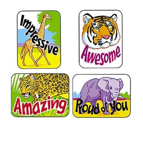 Reward Stickers | 100 x Large Awesome Animal Praise Stickers for Teachers (T47112)