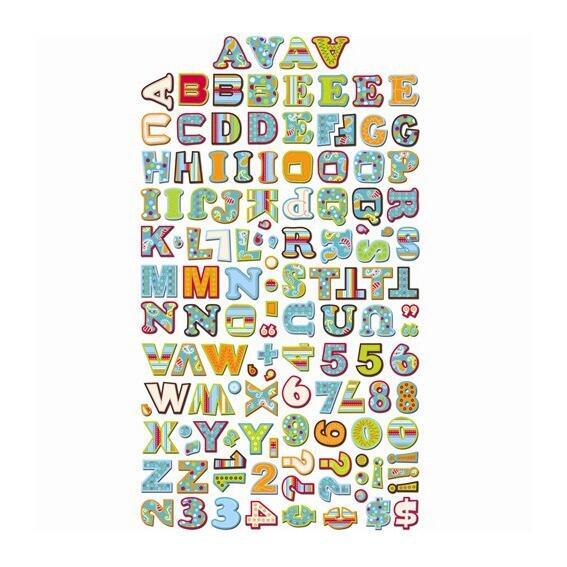 Alphabet/Number Stickers | Dots on Turquoise Design - 128 x 3cm Craft Stickers (CTP1237)