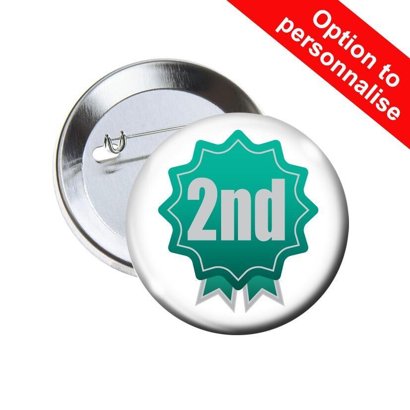 School Badges | 2nd Place Rosette Design Sports Day / Award Pin Badges x 10.