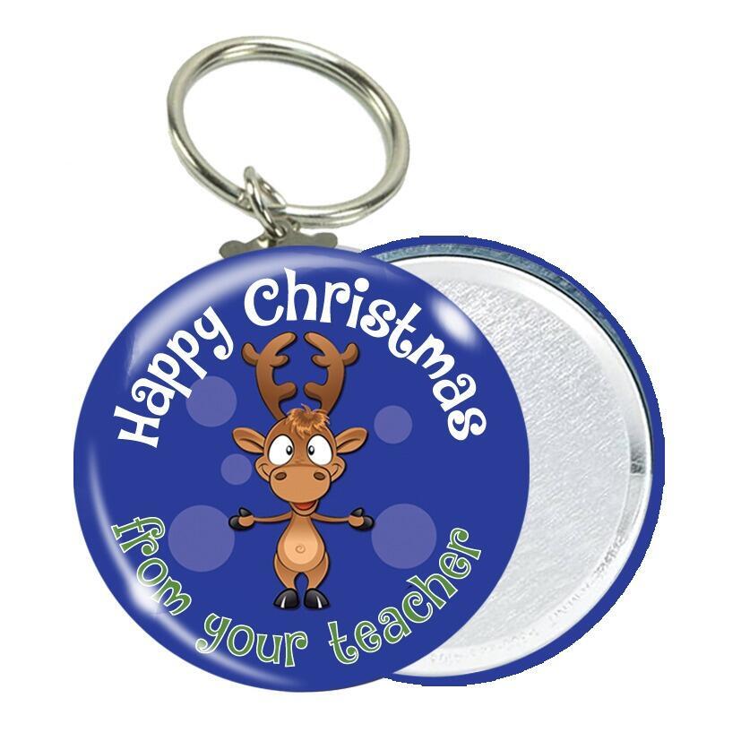 Presents from Teachers | Low Cost Happy Christmas from your teacher Reindeer Keyrings. UK Made