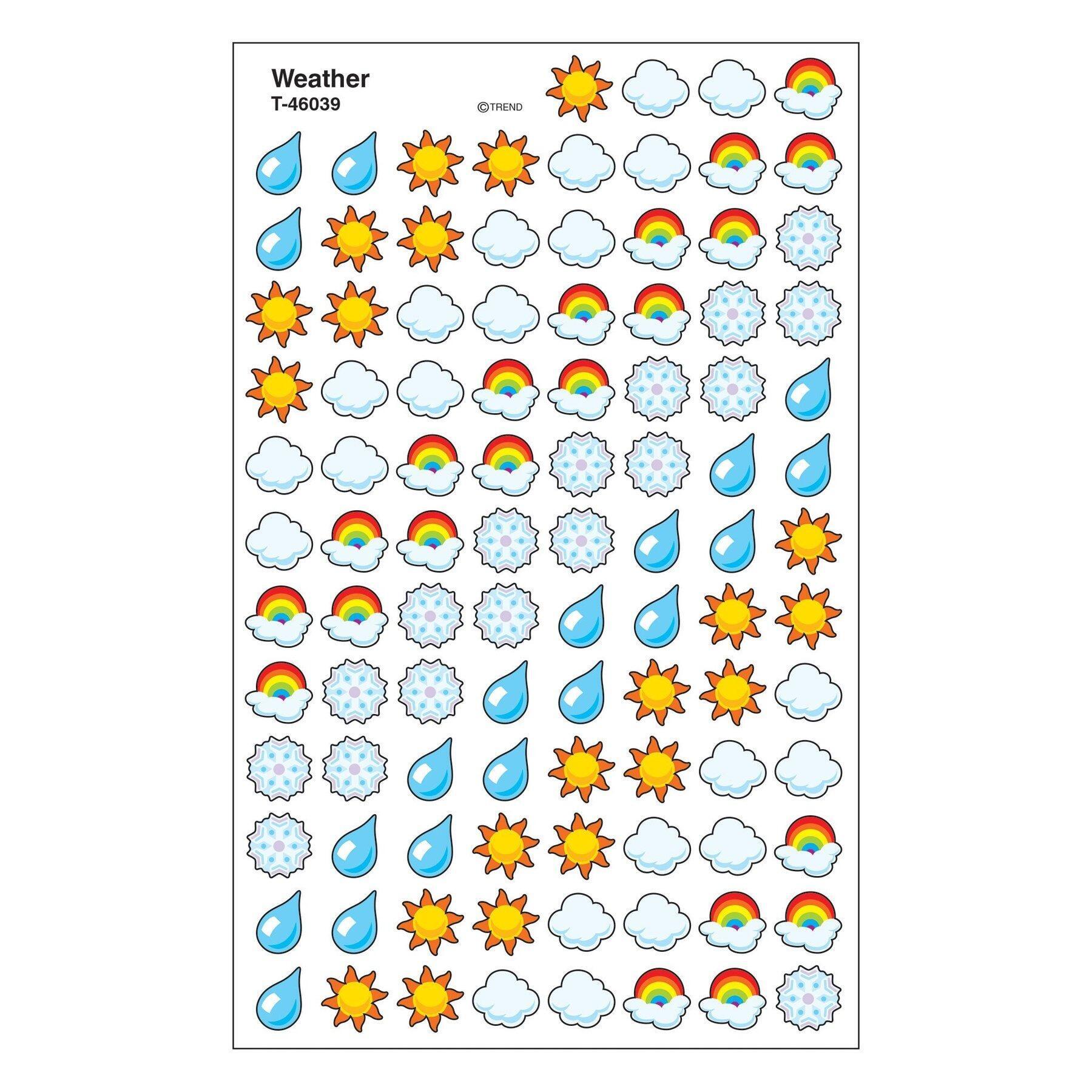 Teacher Stickers | 800 Weather SuperShapes Small Reward Stickers.