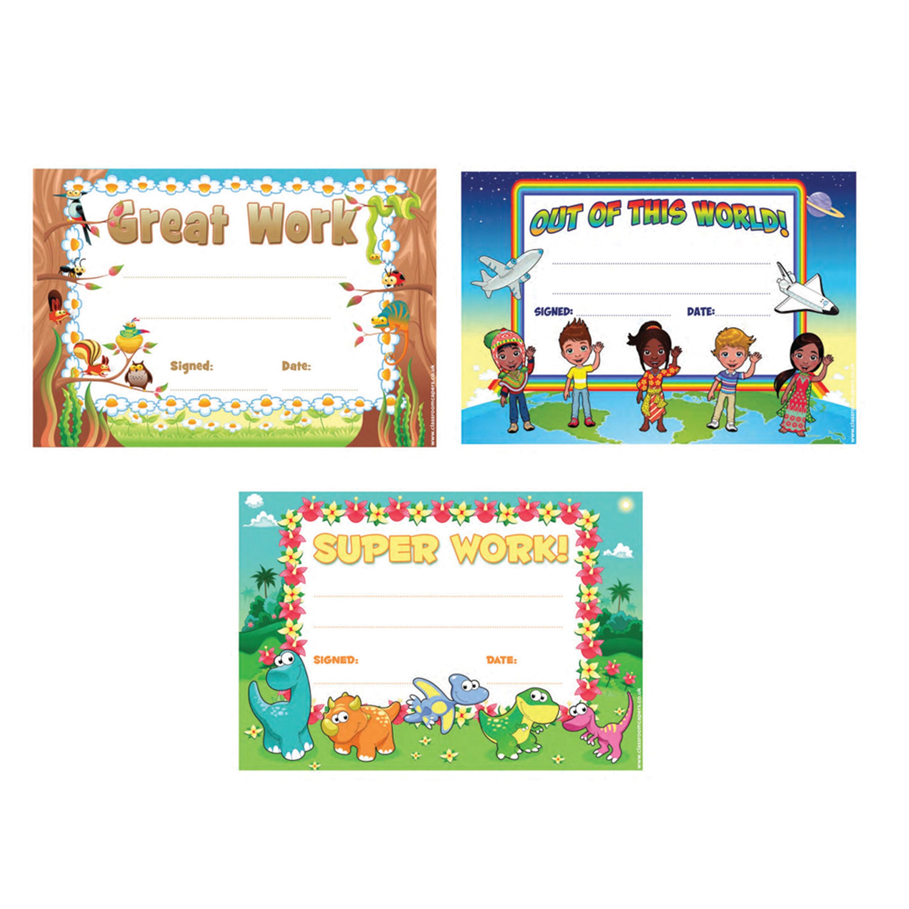 School Certificates | 30 x Work Praise/Achievement Award School Certificates Variety Pack
