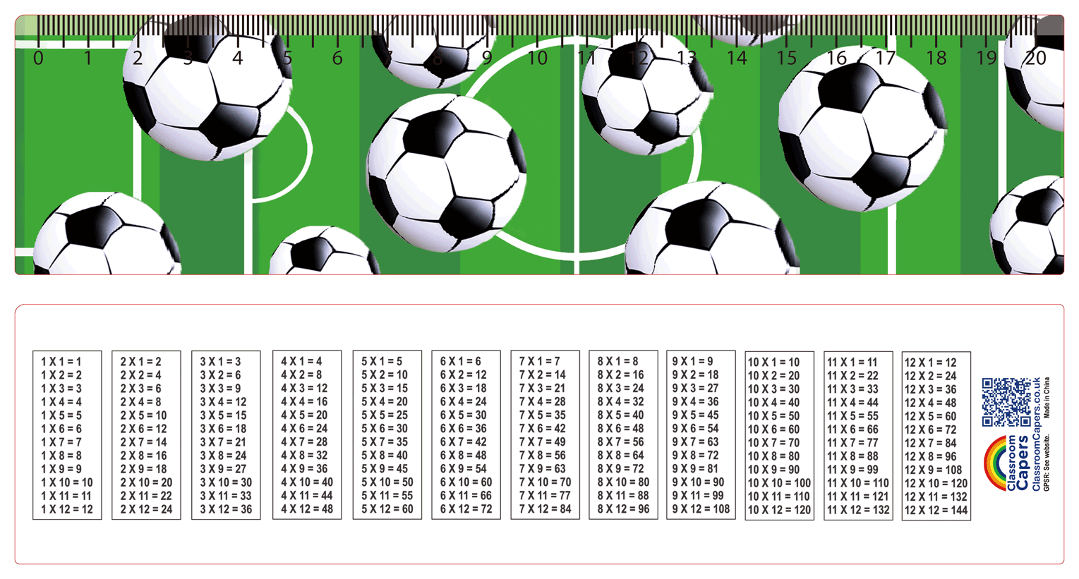 3D Ruler | Stunning 3D Football Ruler plus Multiplication Tables. Perfect Educational Low Cost Gift
