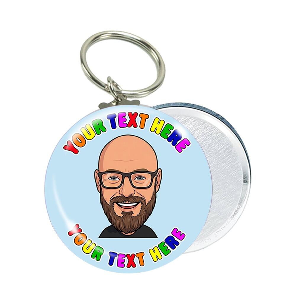 Custom Keyrings | Personalised Own Design Avatar/Selfie/Face Keyrings. Simply Upload Photo/Image