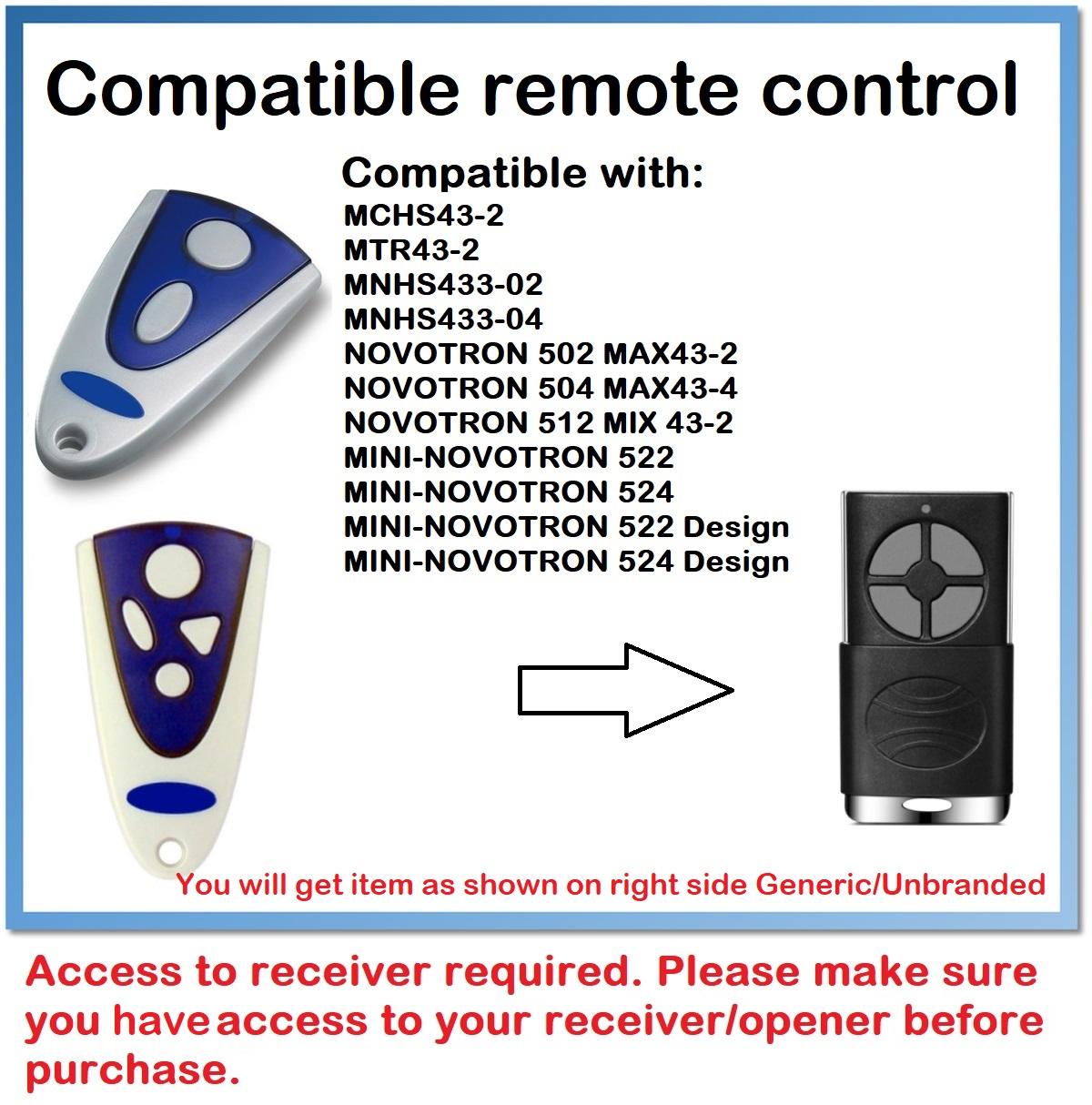 para justificar Devorar No es suficiente Remote Control Compatible with NOVOFERM NOVOTRON 502 MAX43-2, 504 MAX43-4  YET 2126-GREY-1