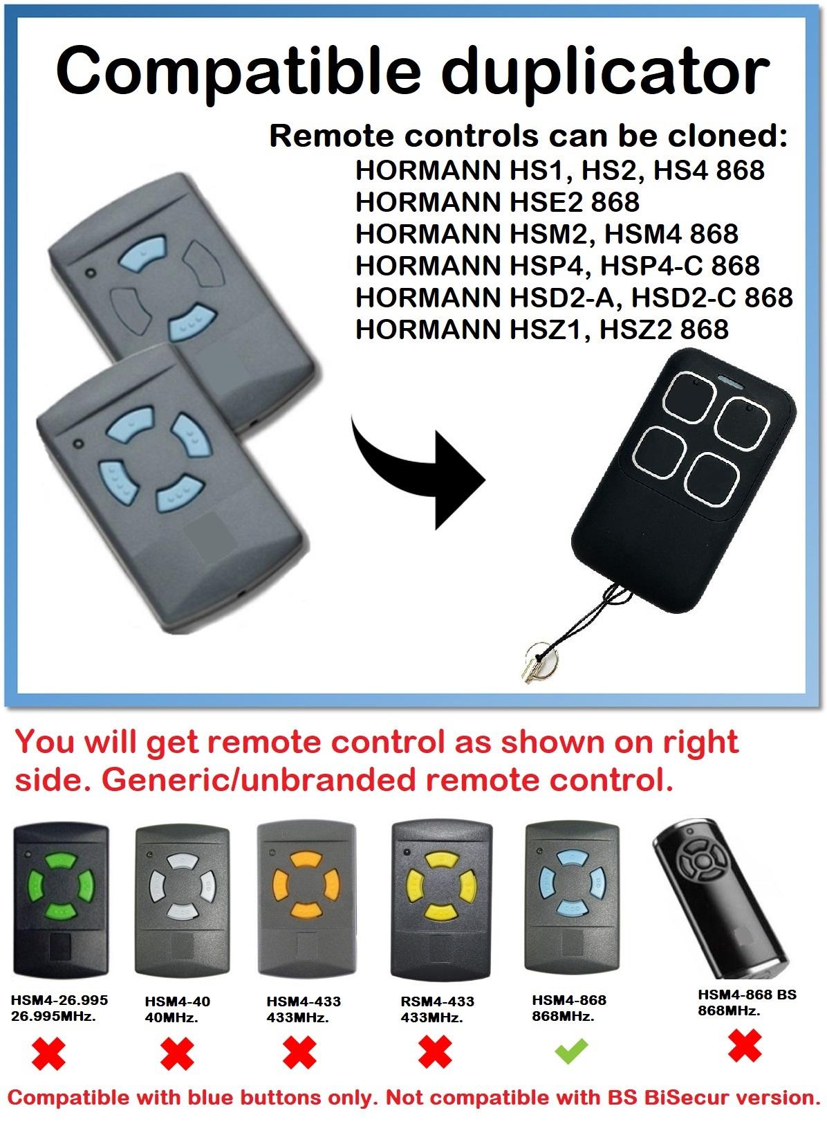 HSM4 868 Universal Remote Control Duplicator 868.35 MHz. Hormann/garador HSM2 