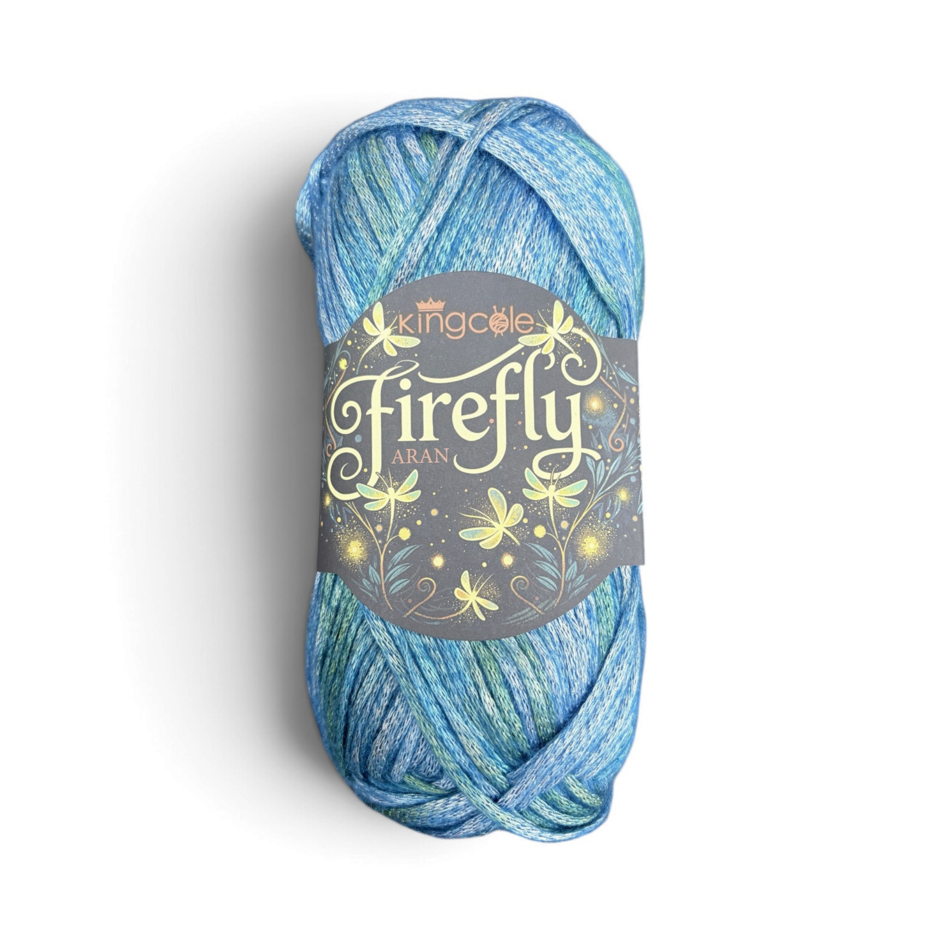 King Cole Firefly Aran Sapphire Damselfly 6581 100g ball in steel blue sky blue and green