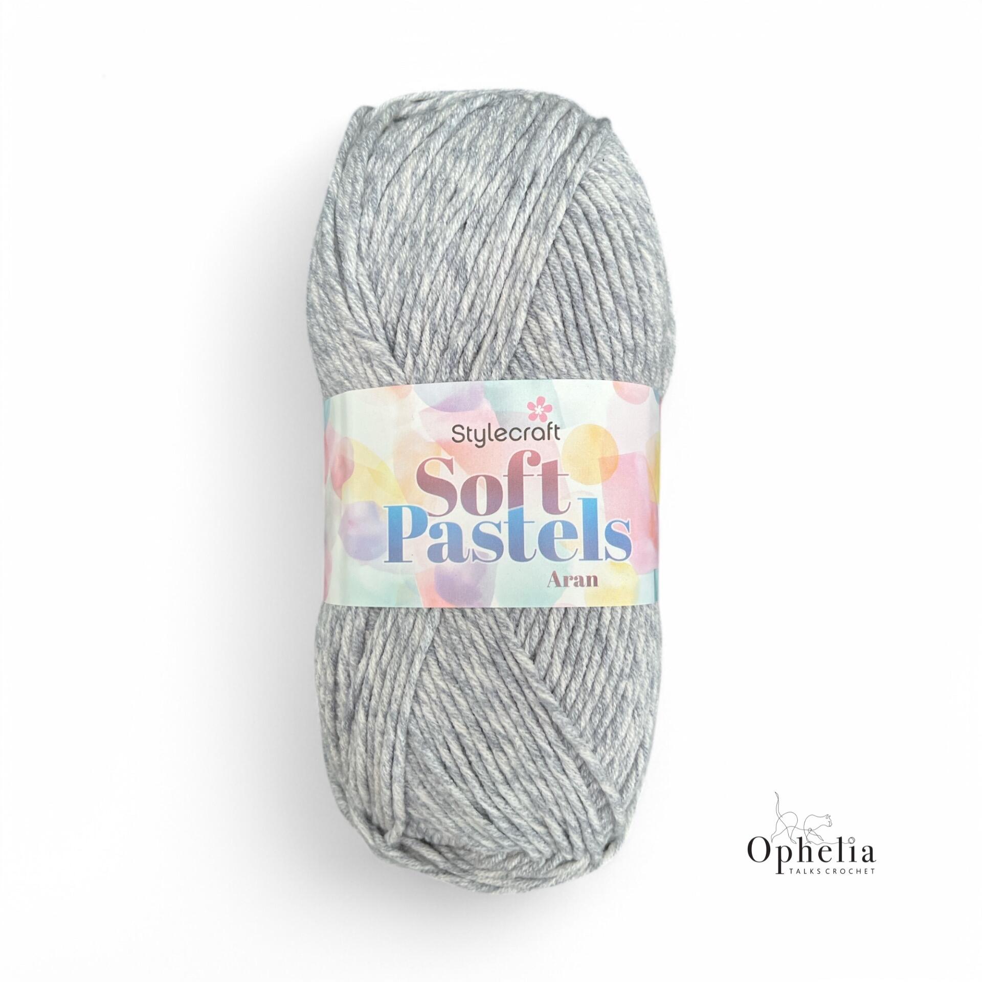 ball of Stylecraft Soft Pastels Aran yarn in Blueberry (5650), showcasing its soft, pastel blue color and smooth texture.