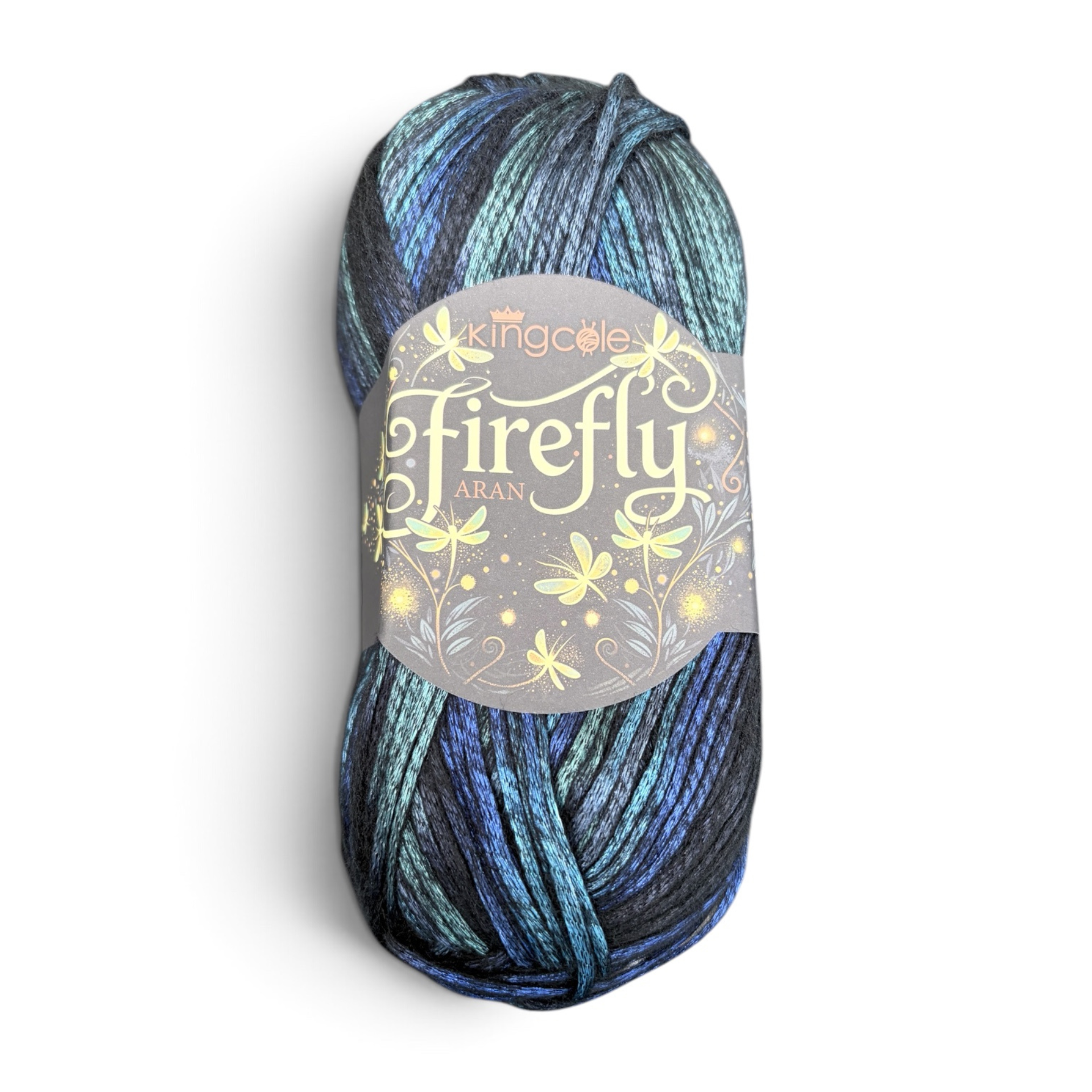 King Cole Firefly Aran Dragonfly 6575 100g ball in cobalt blue seafoam green and black