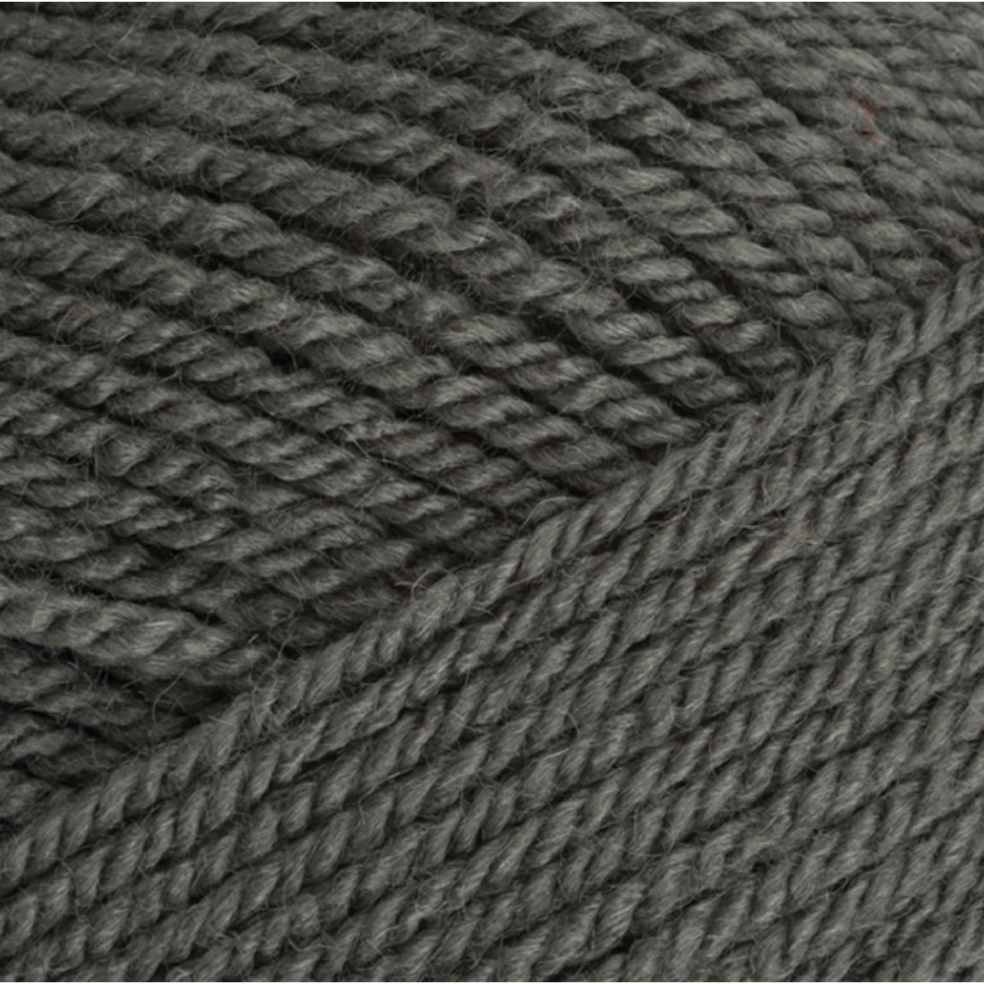 Close-up of Wendy Supreme DK yarn in the colour Graphite (WD77), showing the deep charcoal grey shade and smooth, even double knit texture.