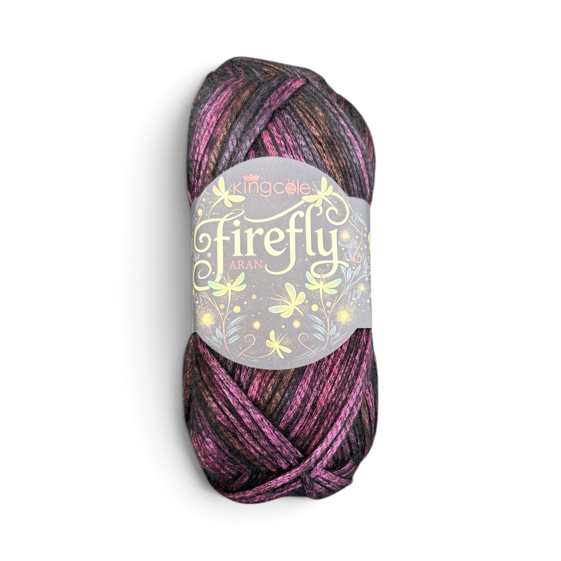 King Cole Firefly Aran Firebug 6570 100g ball in crimson wine and black