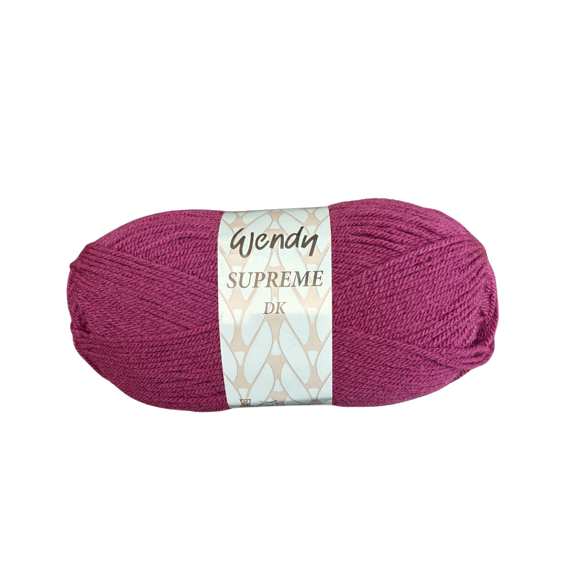 Wendy Supreme DK yarn in the colour Plum (WD78), shown as a rich deep plum-purple double knit yarn ball with Wendy Supreme DK label.