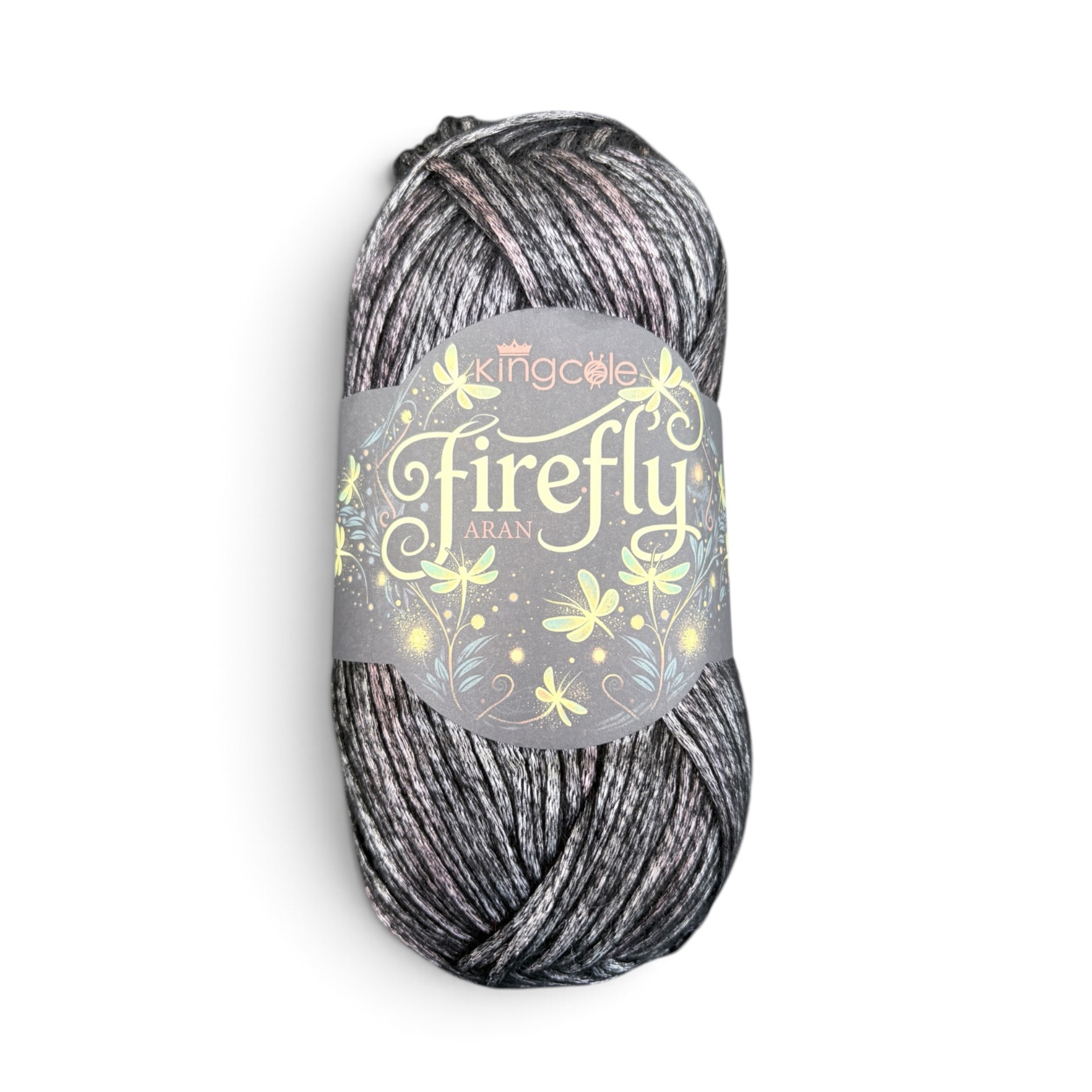 King Cole Firefly Aran Harlequin Beetle 6577 100g ball in black and silver grey