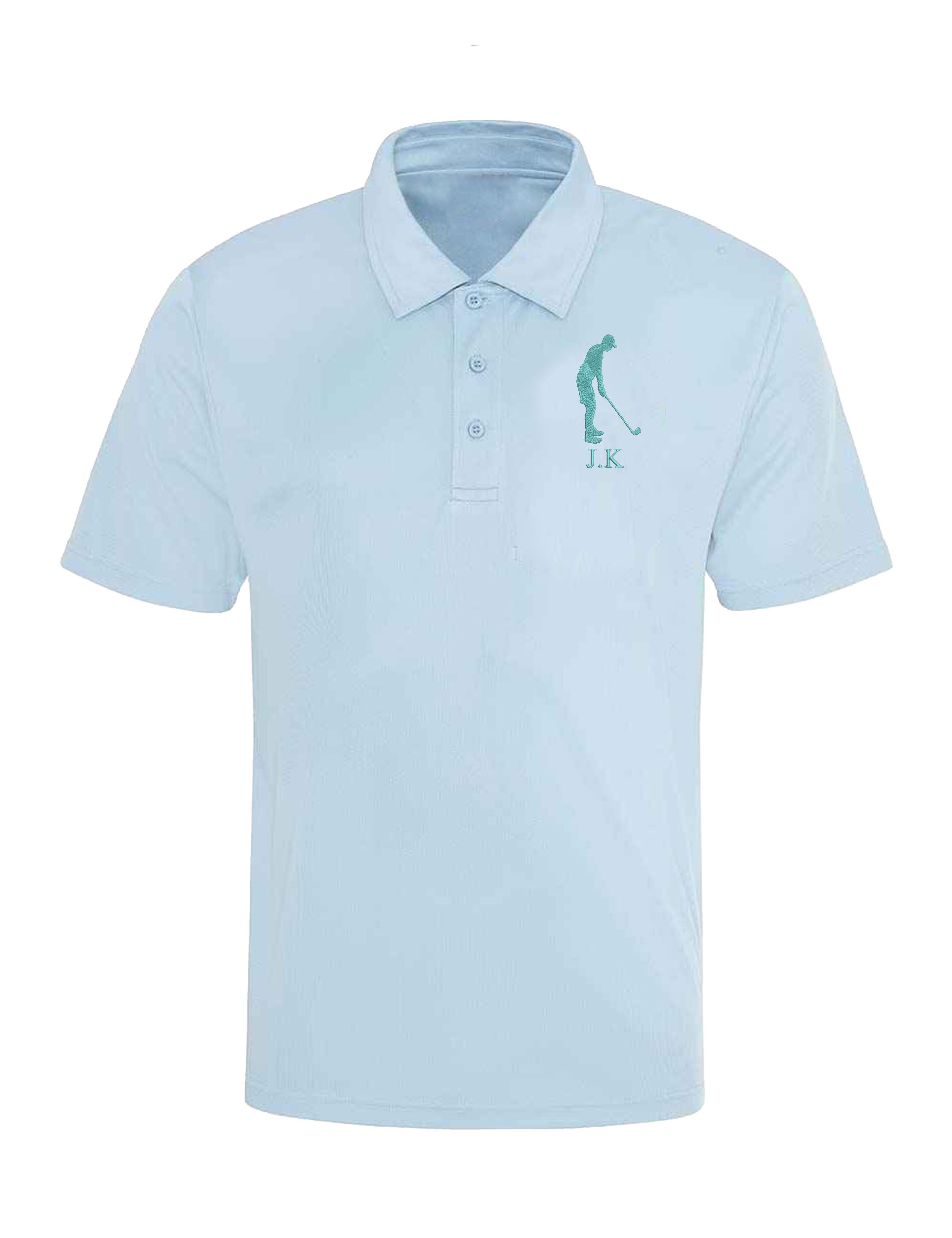 Men's Golf Design Dri-Fit Golf Polo Shirt Light Blue