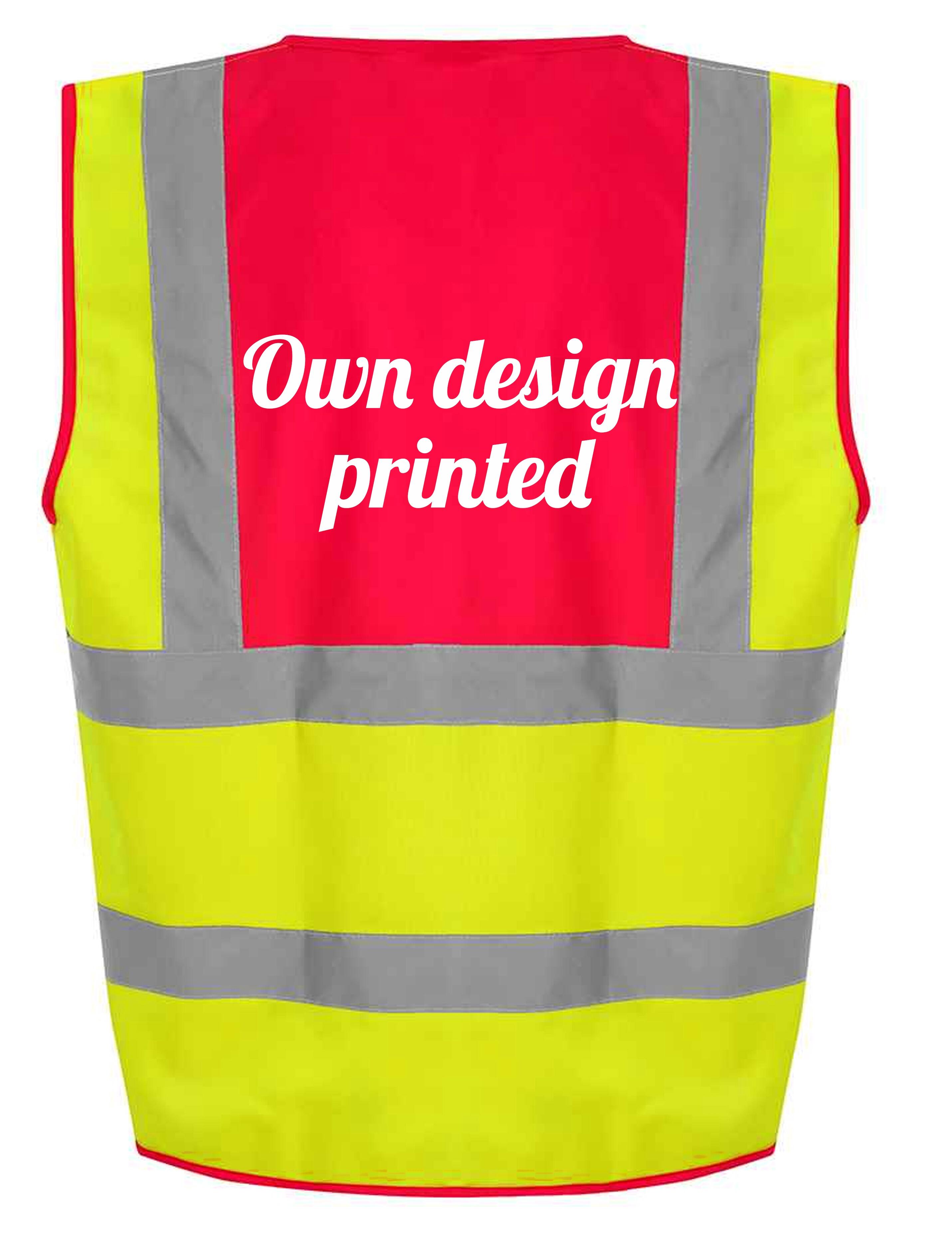 Printed High Visibility Waistcoat Yellow/Pink with logo
