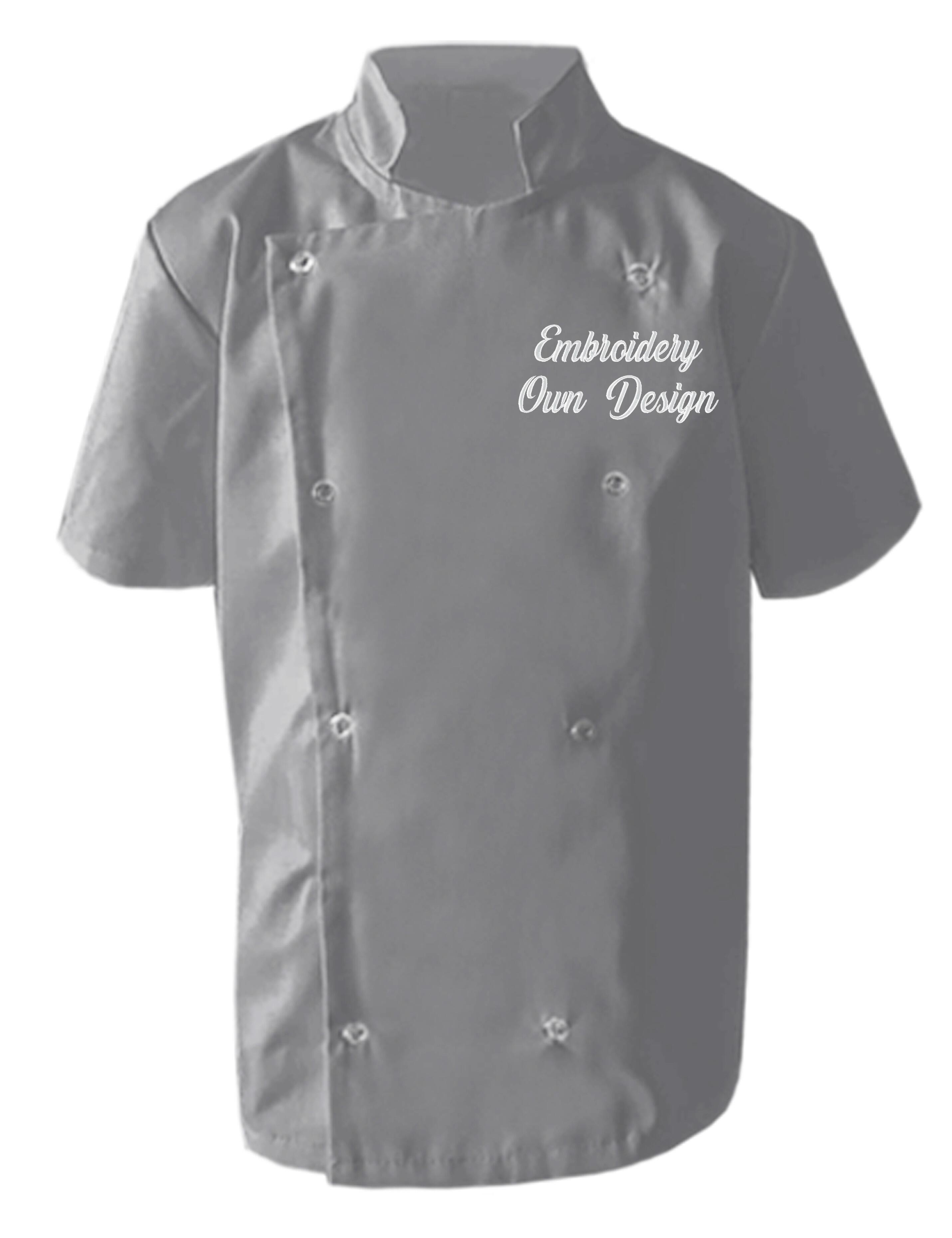 Personalised Kids Chef's Jacket Light Grey with Embroidery