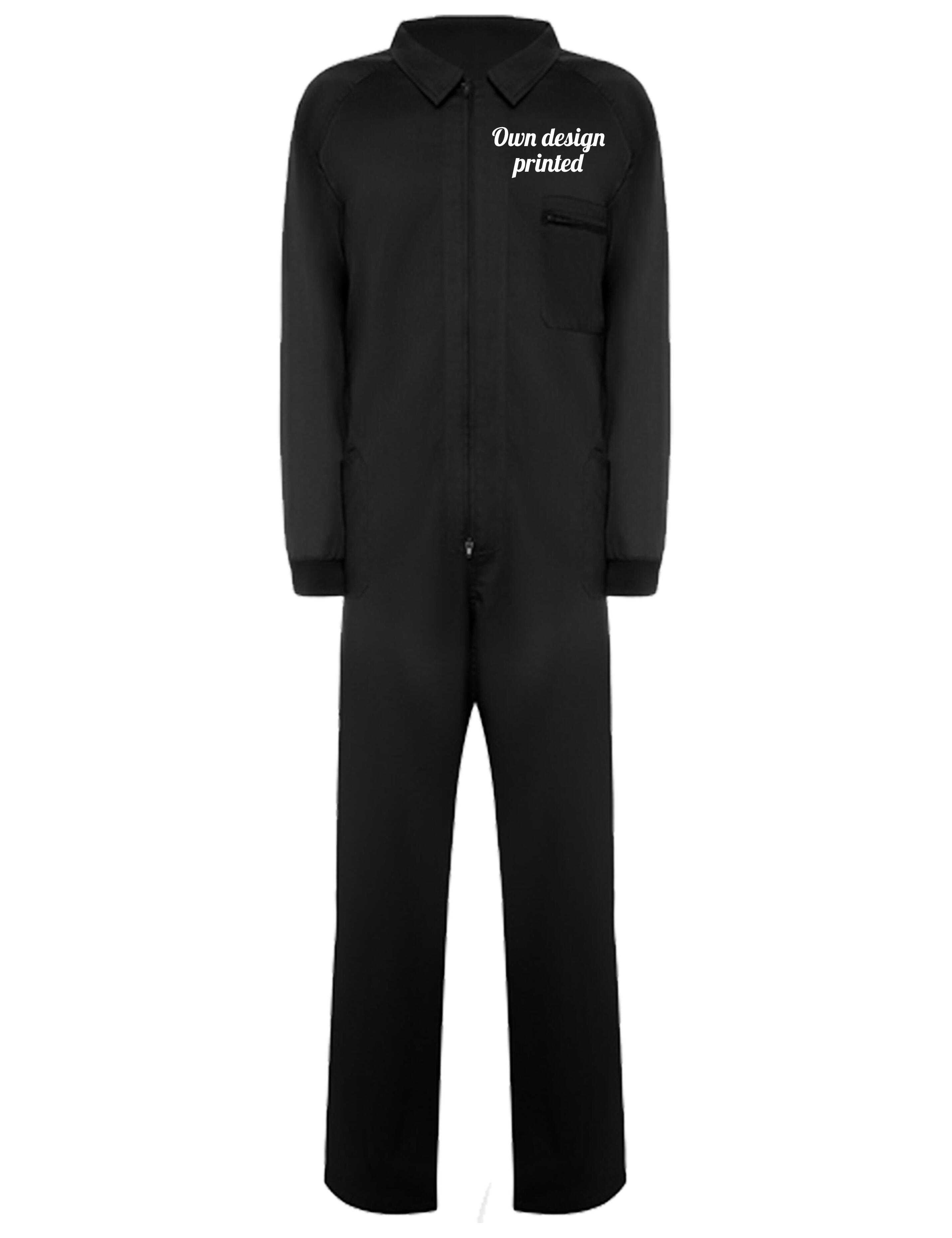 Personalised work overall black with print
