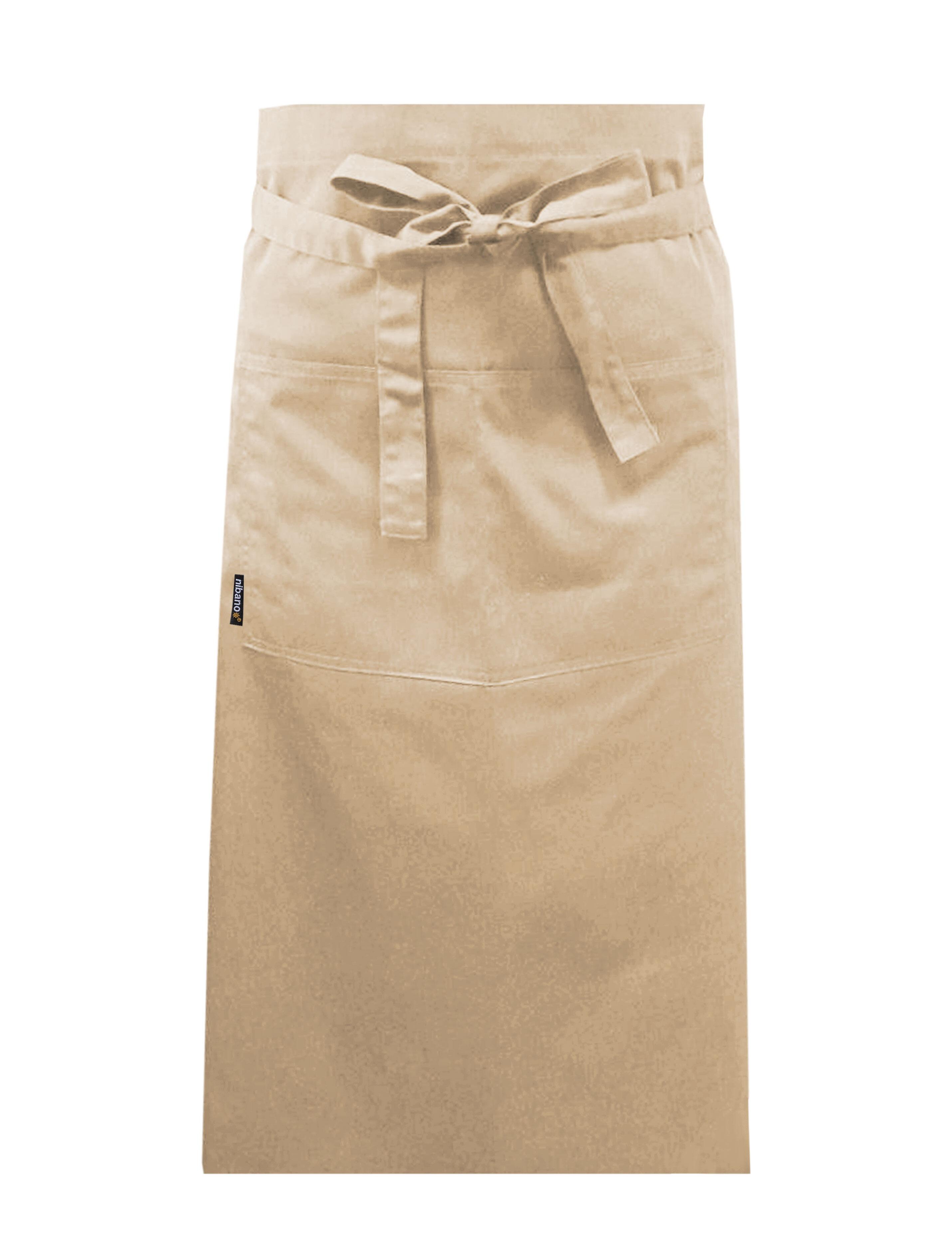 Nibano Long Waist Apron with pockets Cream