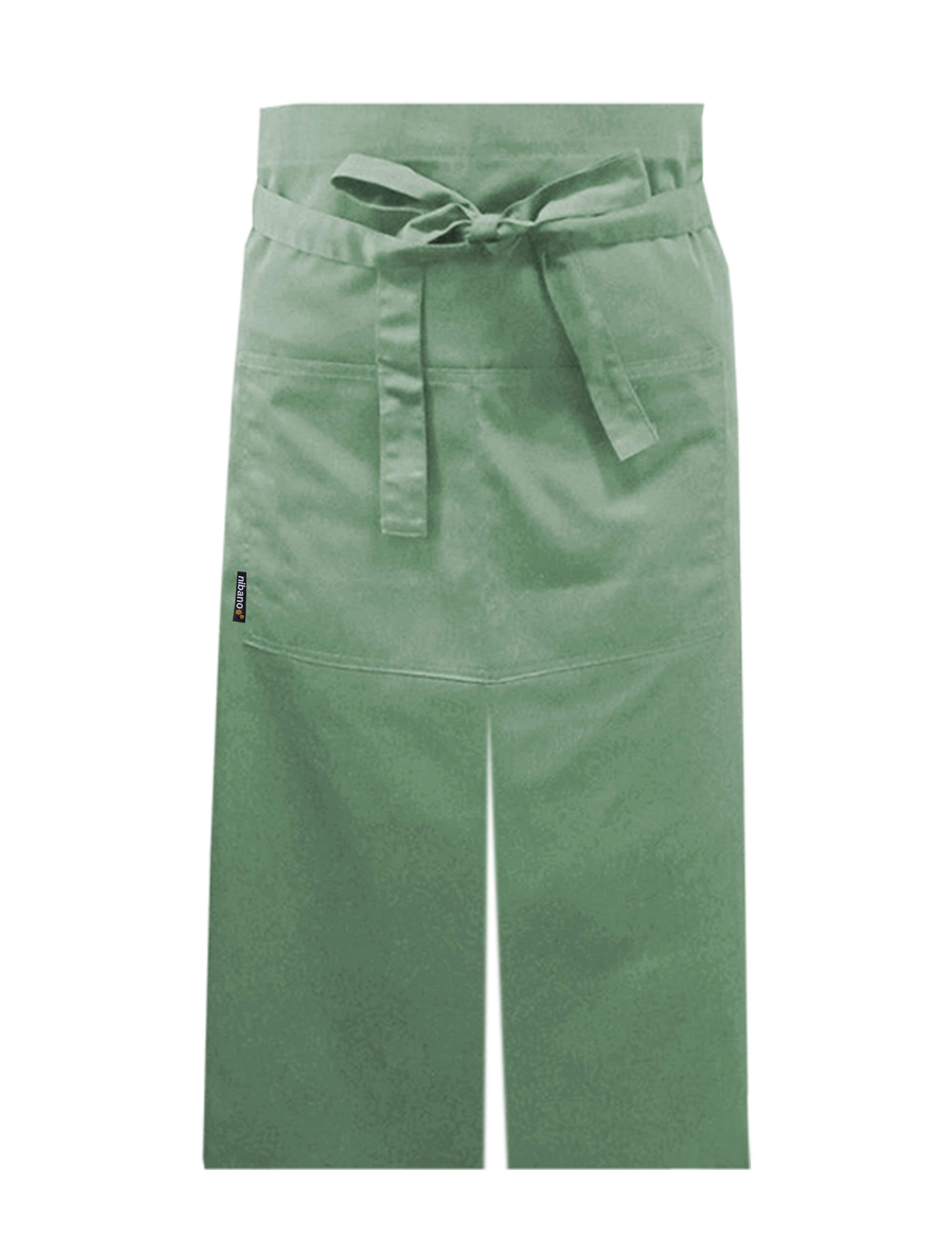 Nibano long waist apron with split olive