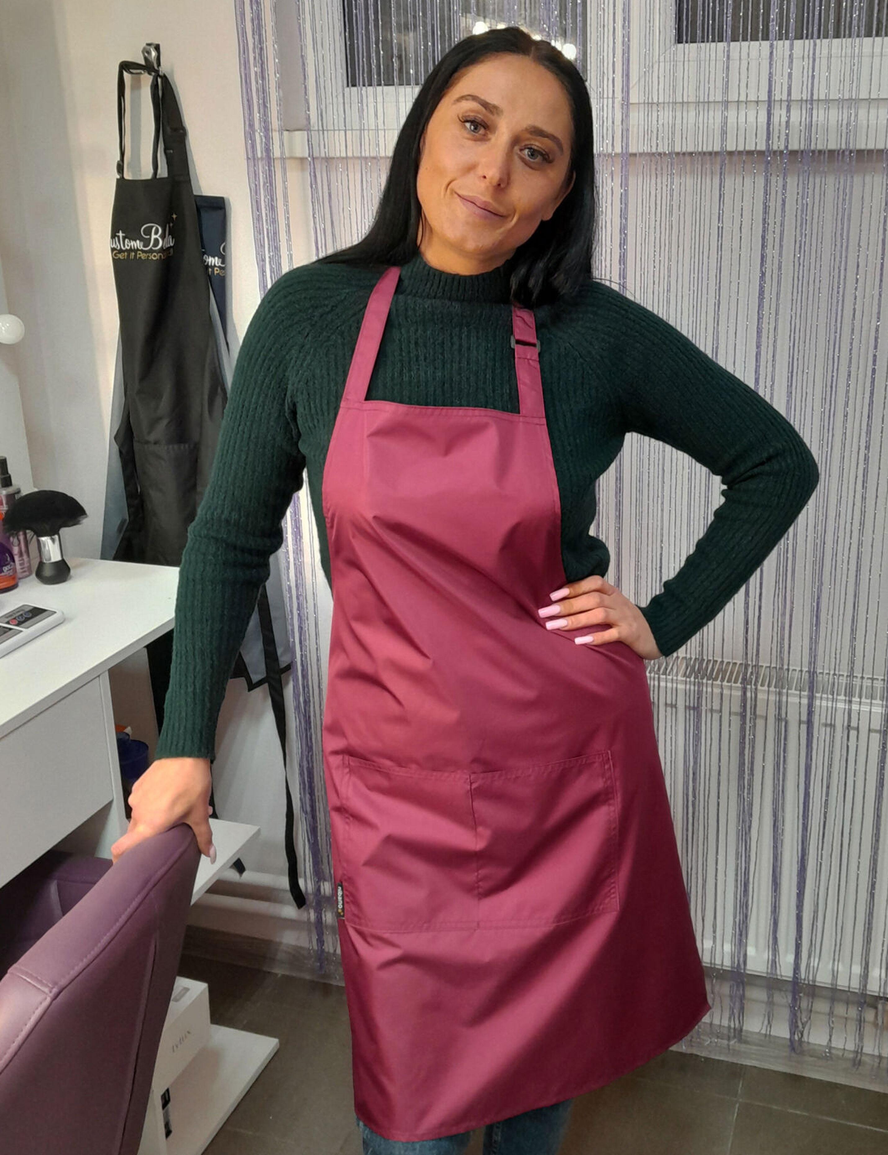 Adjustable waterproof hairdressing apron burgundy