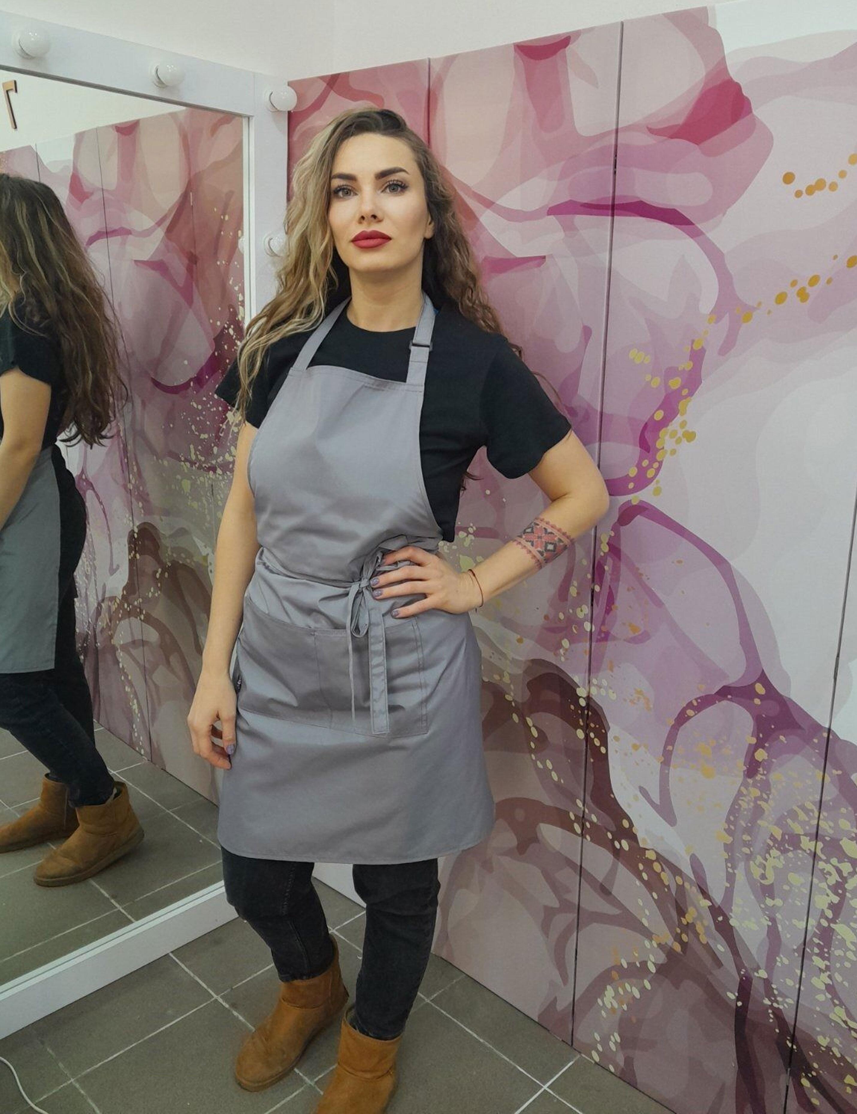 Professional grey salon apron waterproof