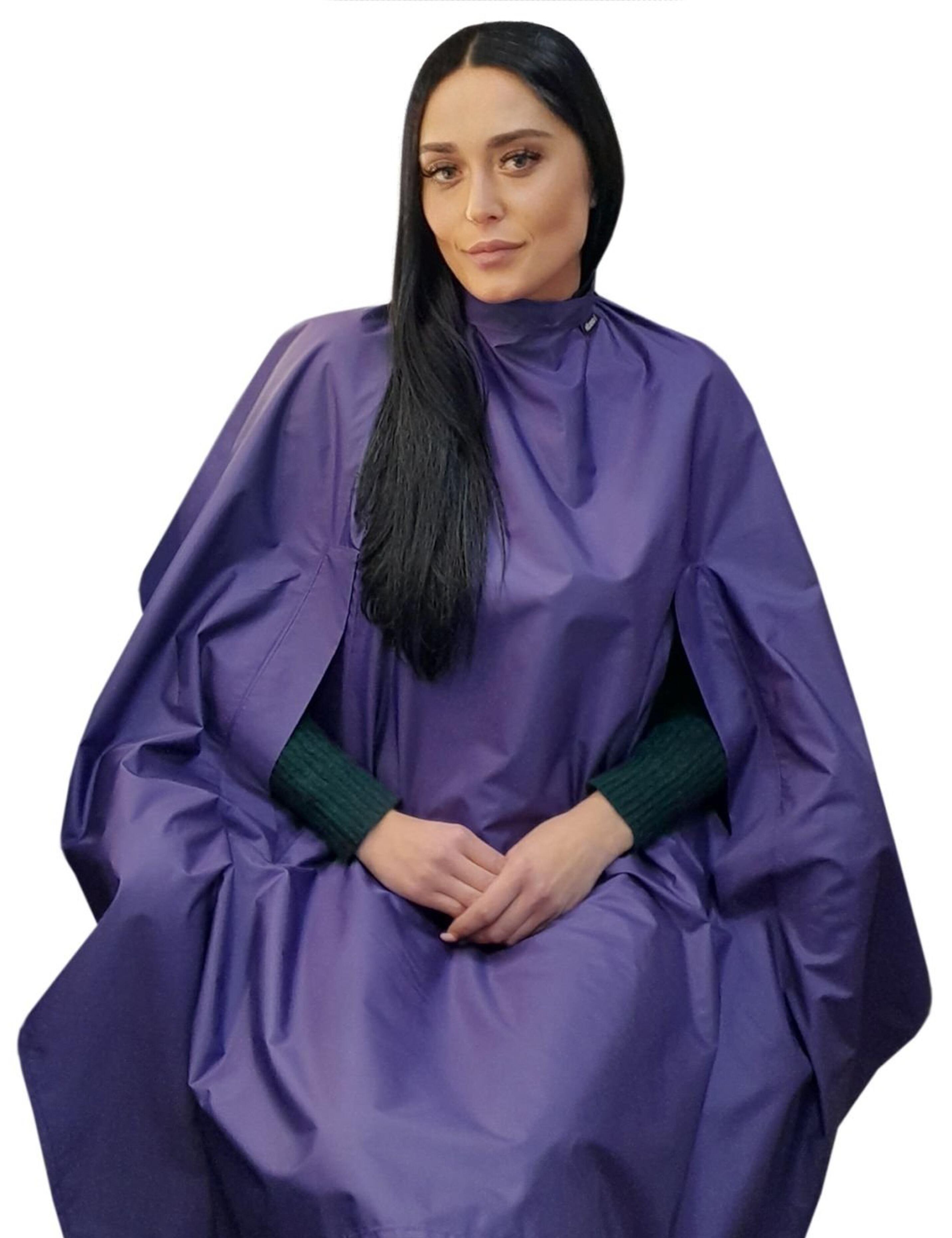 Haircutting gown with hand slits purple