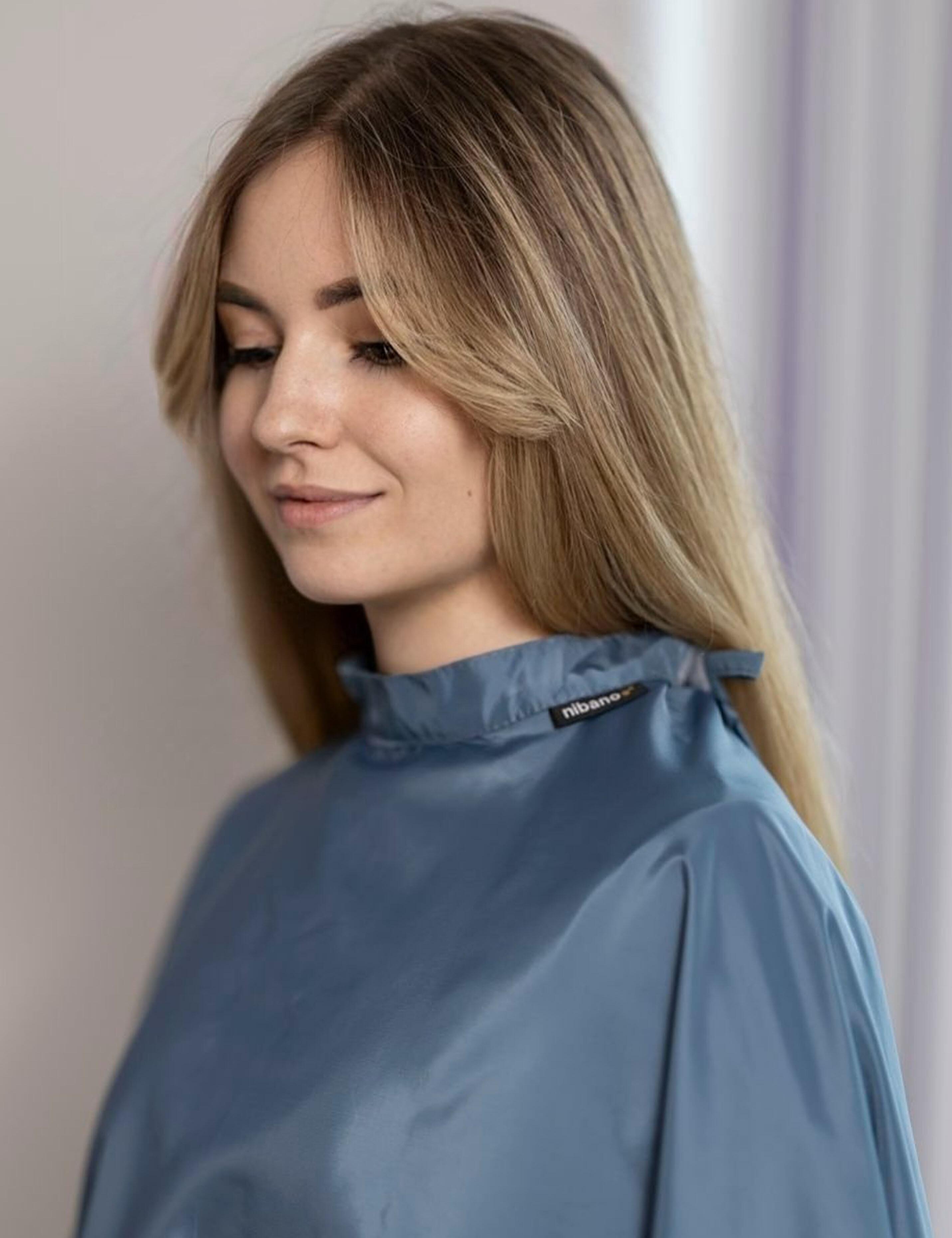 Waterproof Hairdressing cape steel blue