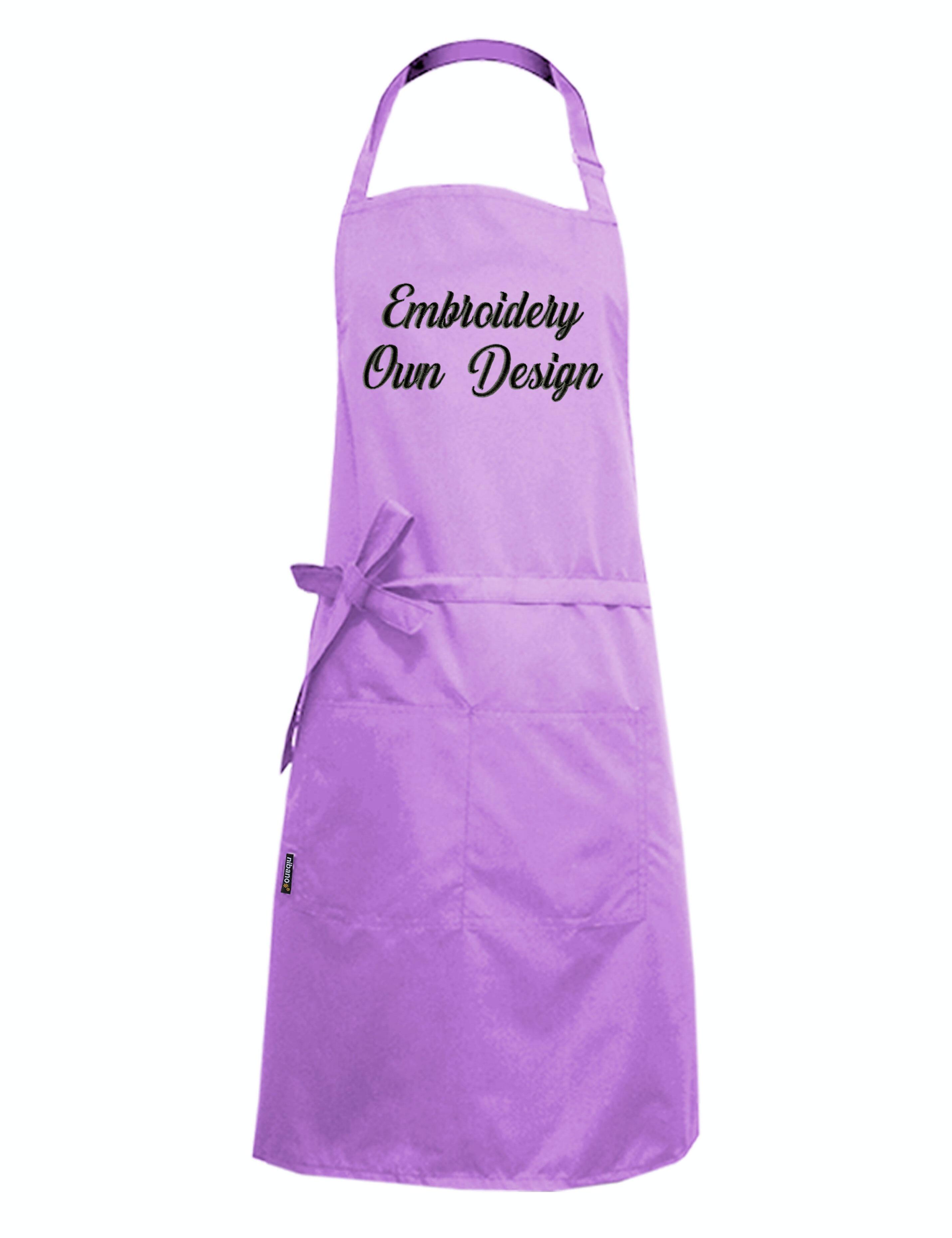 Nibano embroidered lilac waterproof grooming and hair salon apron plus size