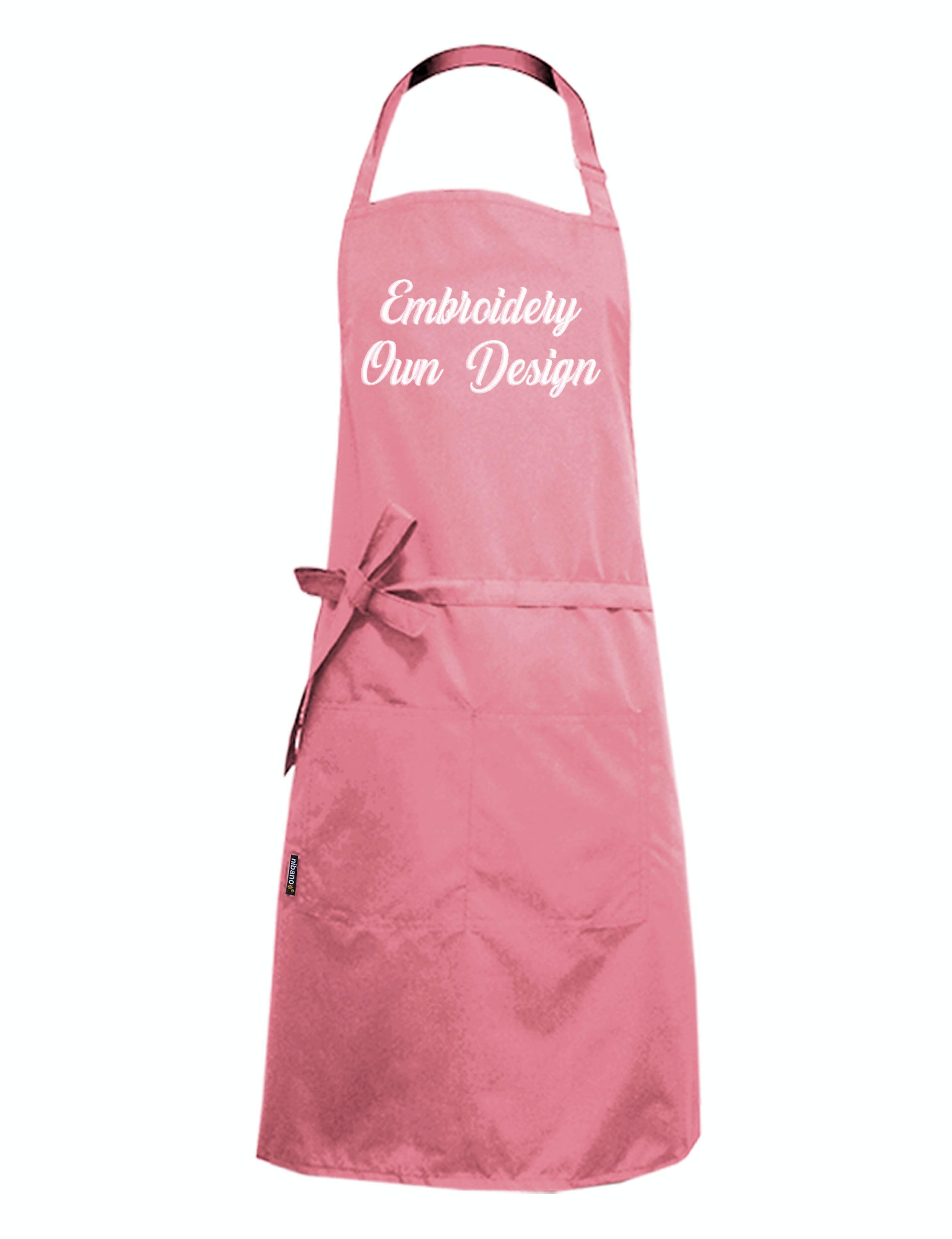 Nibano embroidered rose gold waterproof grooming and hair salon apron plus size