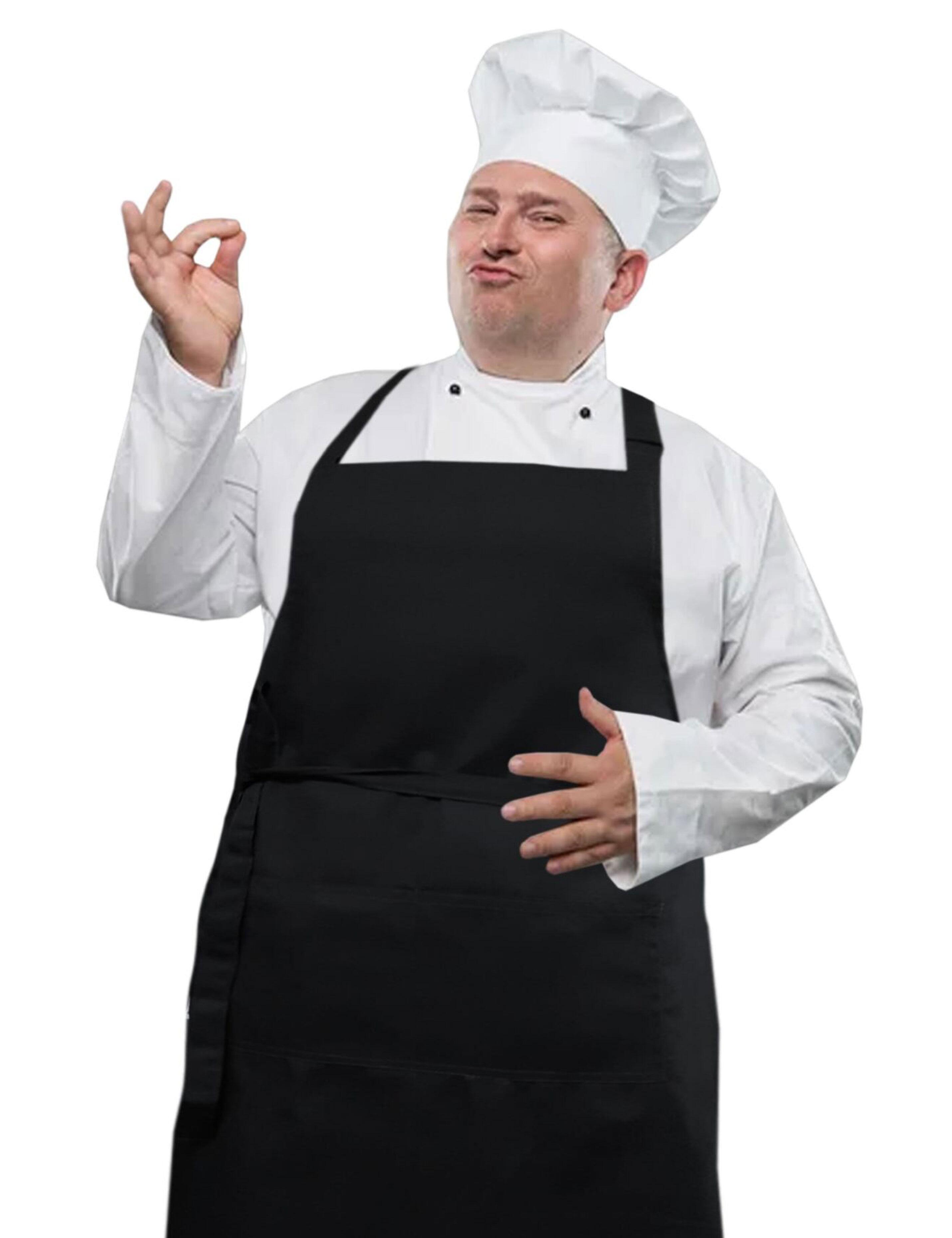 Black polycotton apron with extended fit