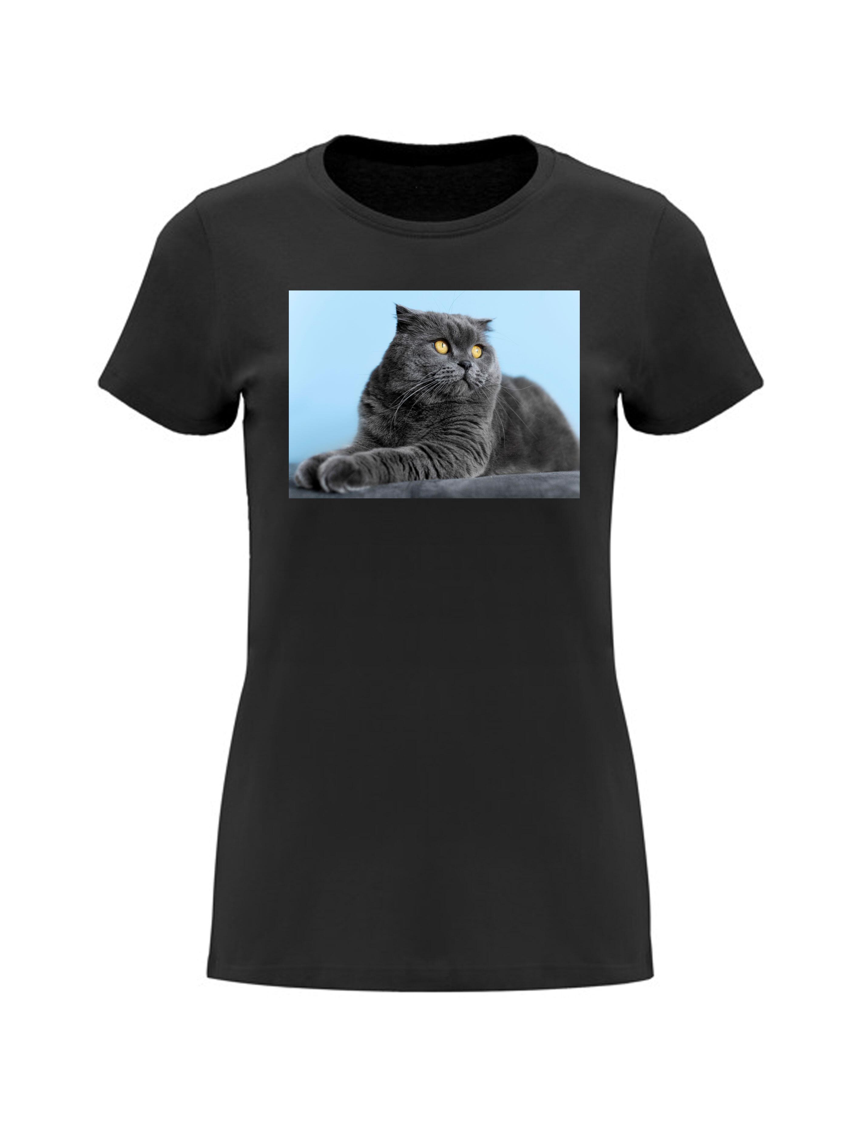 Photo Printed Heavyweight Women's Short Sleeve T-Shirt Black